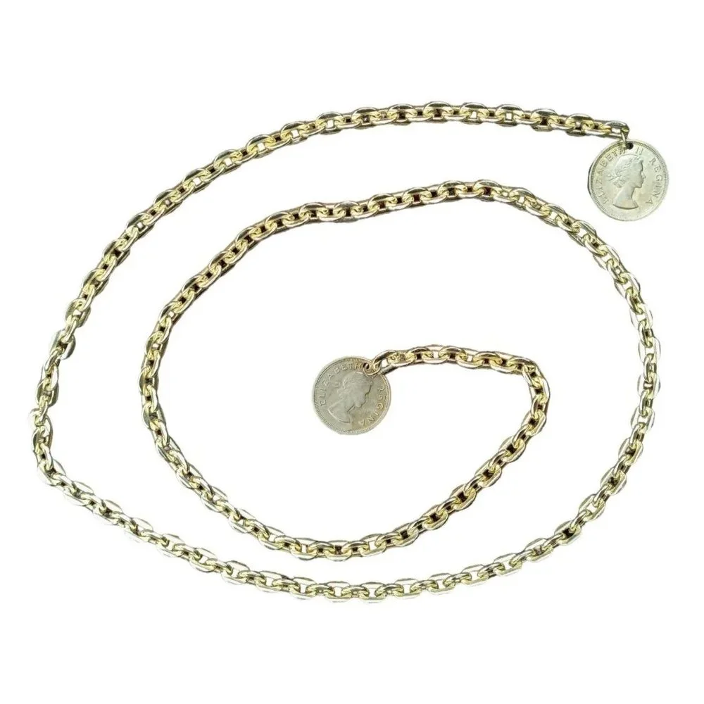 Vintage Queen Elizabeth Regina Coin Belly Chain Belt 1960 South Africa Necklace